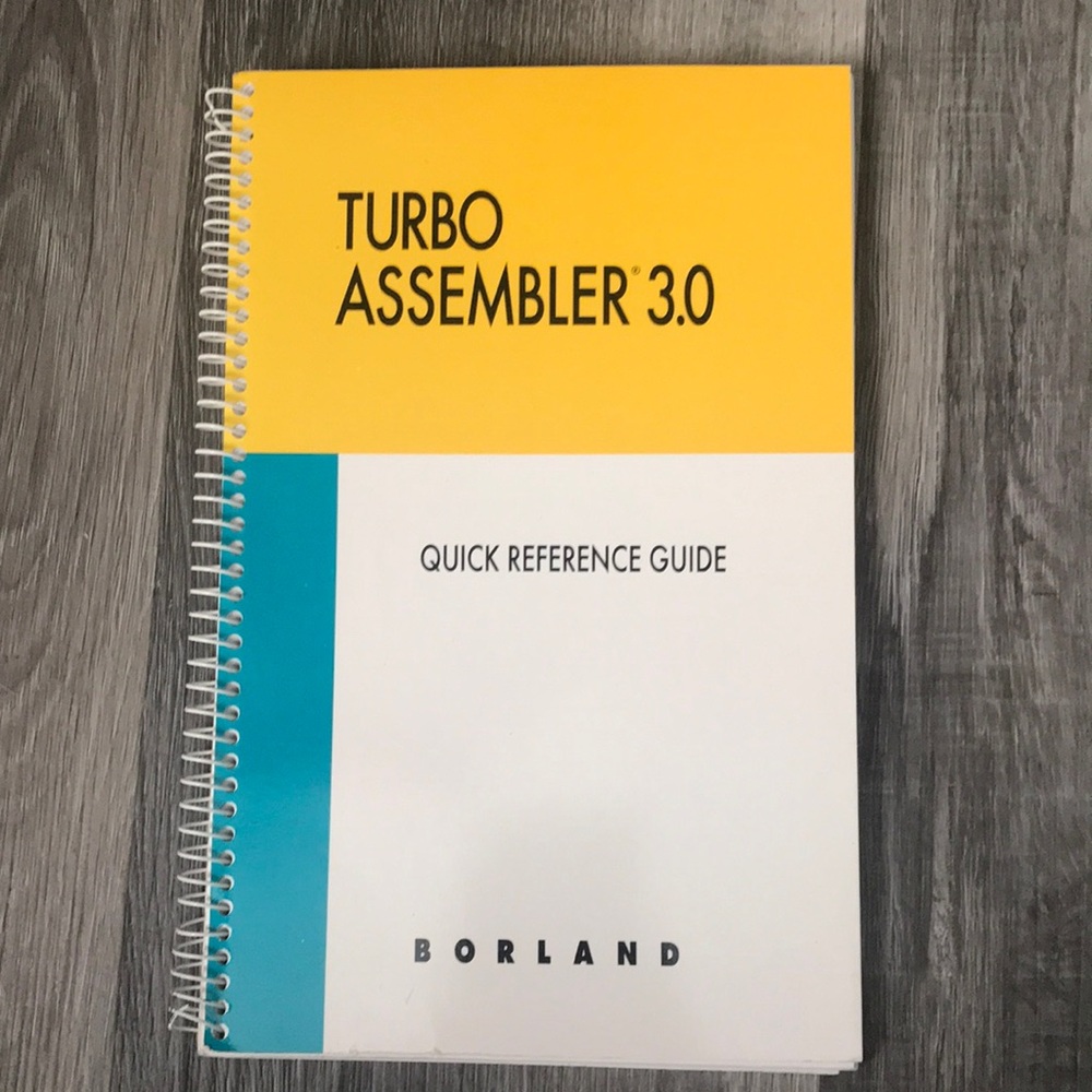 Turbo Assembler 3.0 Quick Reference Guide - Yellow/Teal/White